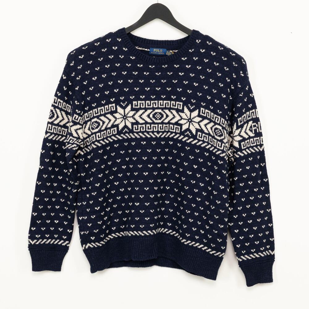 Polo Ralph Lauren Men Snowflake Cotton Cashmere Sweater Navy Size XXL